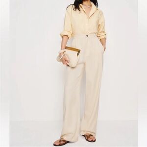 Reformation Cream Wide Leg Pants
